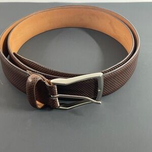 38/95 Fullum & Holt Belt Mens Brown Textured Leather Silver Buckle 04414B Cowboy